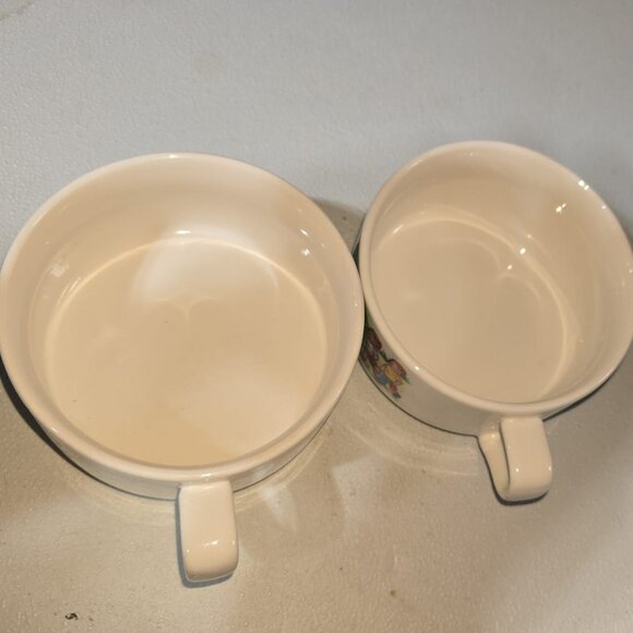 Vintage Campbell's Xmas Soup Appetizer Bowls Mugs Set of 2 BBQ Walking Picnic - Picture 2 of 3